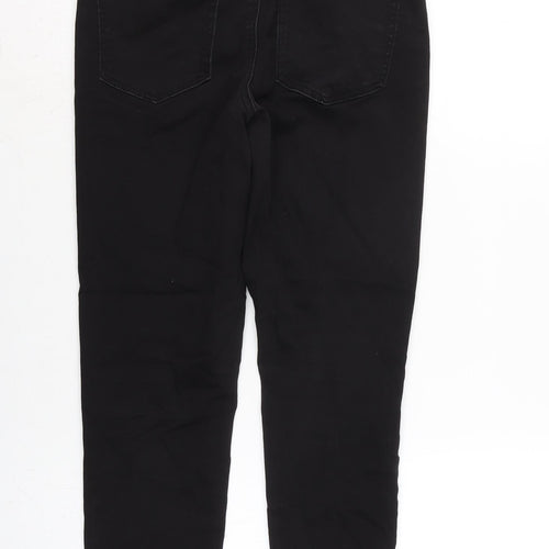 Denim & Co. Womens Black Cotton Blend Tapered Jeans Size 12 L26 in Regular Zip - Raw Hem