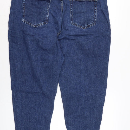 Marks and Spencer Womens Blue Cotton Blend Straight Jeans Size 20 L23 in Regular Zip