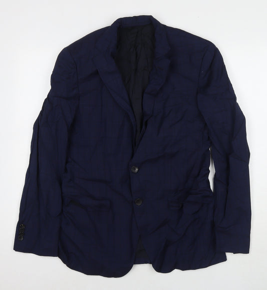 HUGO BOSS Mens Blue Wool Jacket Suit Jacket Size 38 Regular