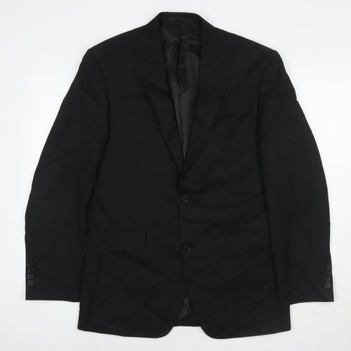 Terry de Havilland Mens Black Polyester Jacket Suit Jacket Size 38 Regular