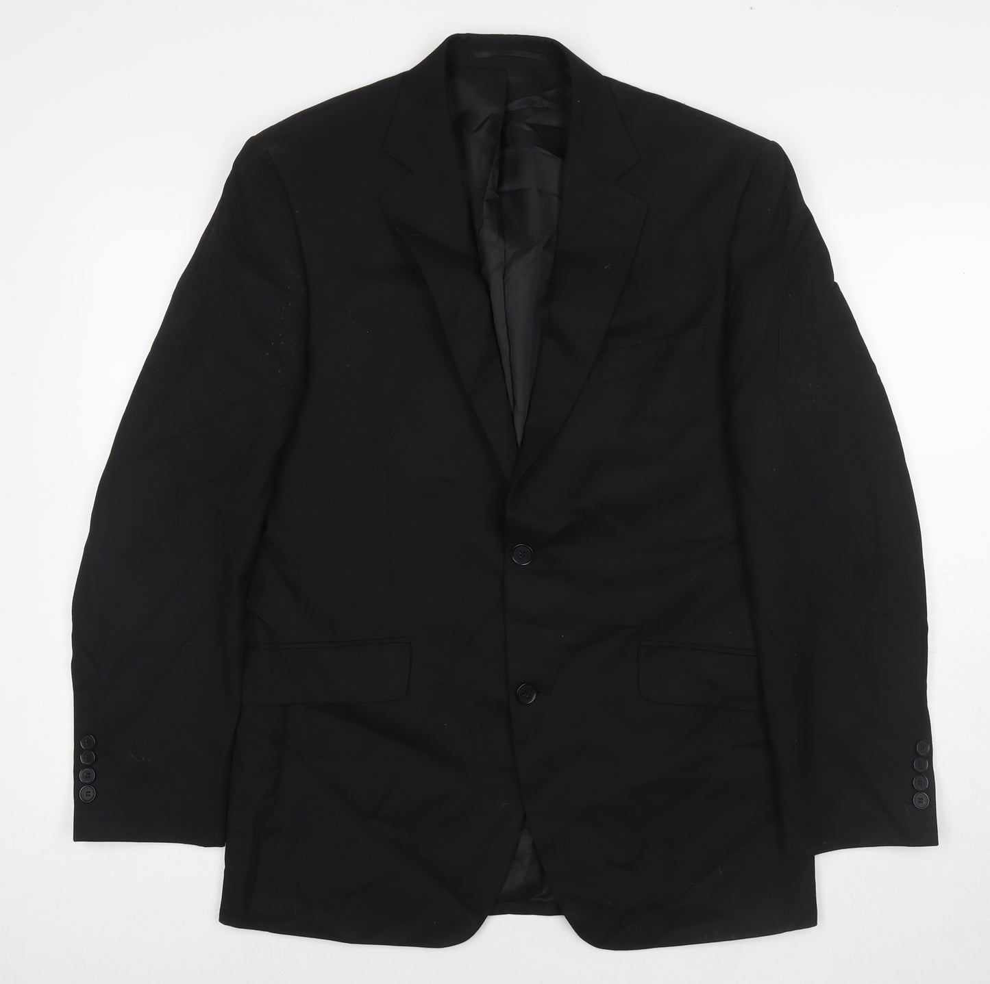 Terry de Havilland Mens Black Polyester Jacket Suit Jacket Size 38 Regular