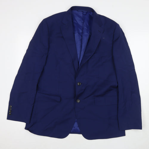 Moss Mens Blue Wool Jacket Suit Jacket Size 44 Regular