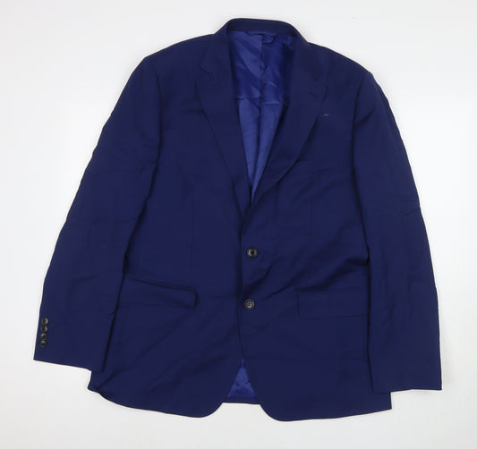 Moss Mens Blue Wool Jacket Suit Jacket Size 44 Regular