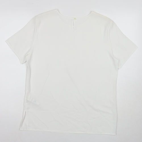 Marks and Spencer Womens White Polyester Basic T-Shirt Size 14 Round Neck