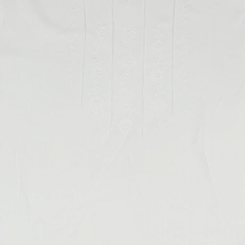 Marks and Spencer Womens White Polyester Basic T-Shirt Size 14 Round Neck