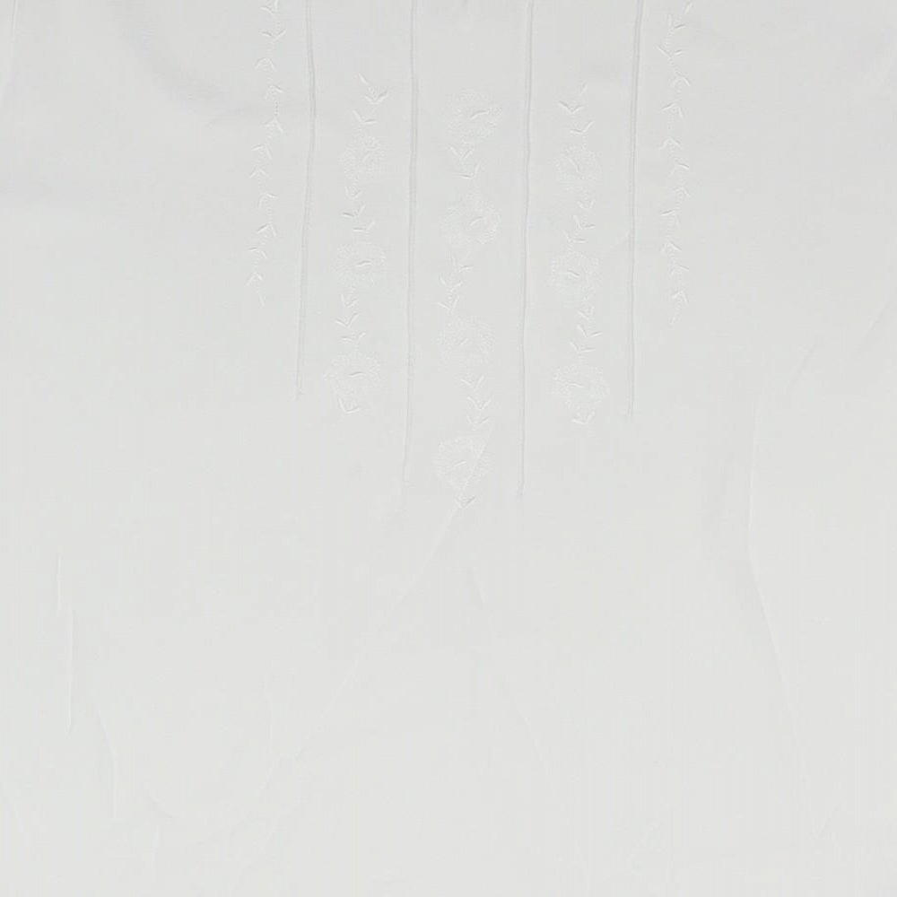 Marks and Spencer Womens White Polyester Basic T-Shirt Size 14 Round Neck