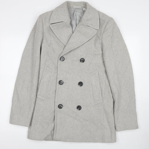 Autograph Womens Grey Pea Coat Coat Size S Button