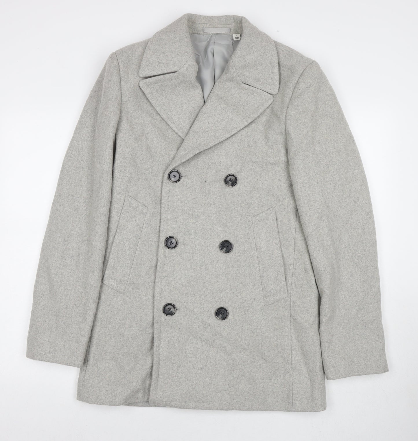 Autograph Womens Grey Pea Coat Coat Size S Button