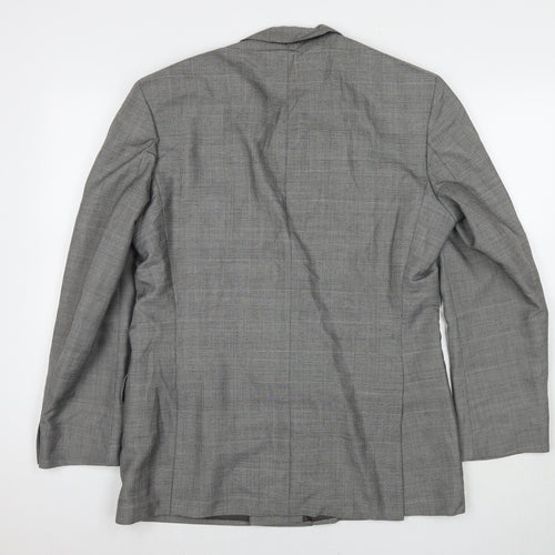 St Michael Mens Grey Check Polyester Jacket Suit Jacket Size 38 Regular