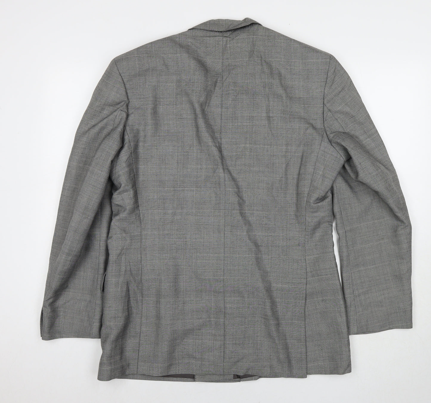 St Michael Mens Grey Check Polyester Jacket Suit Jacket Size 38 Regular