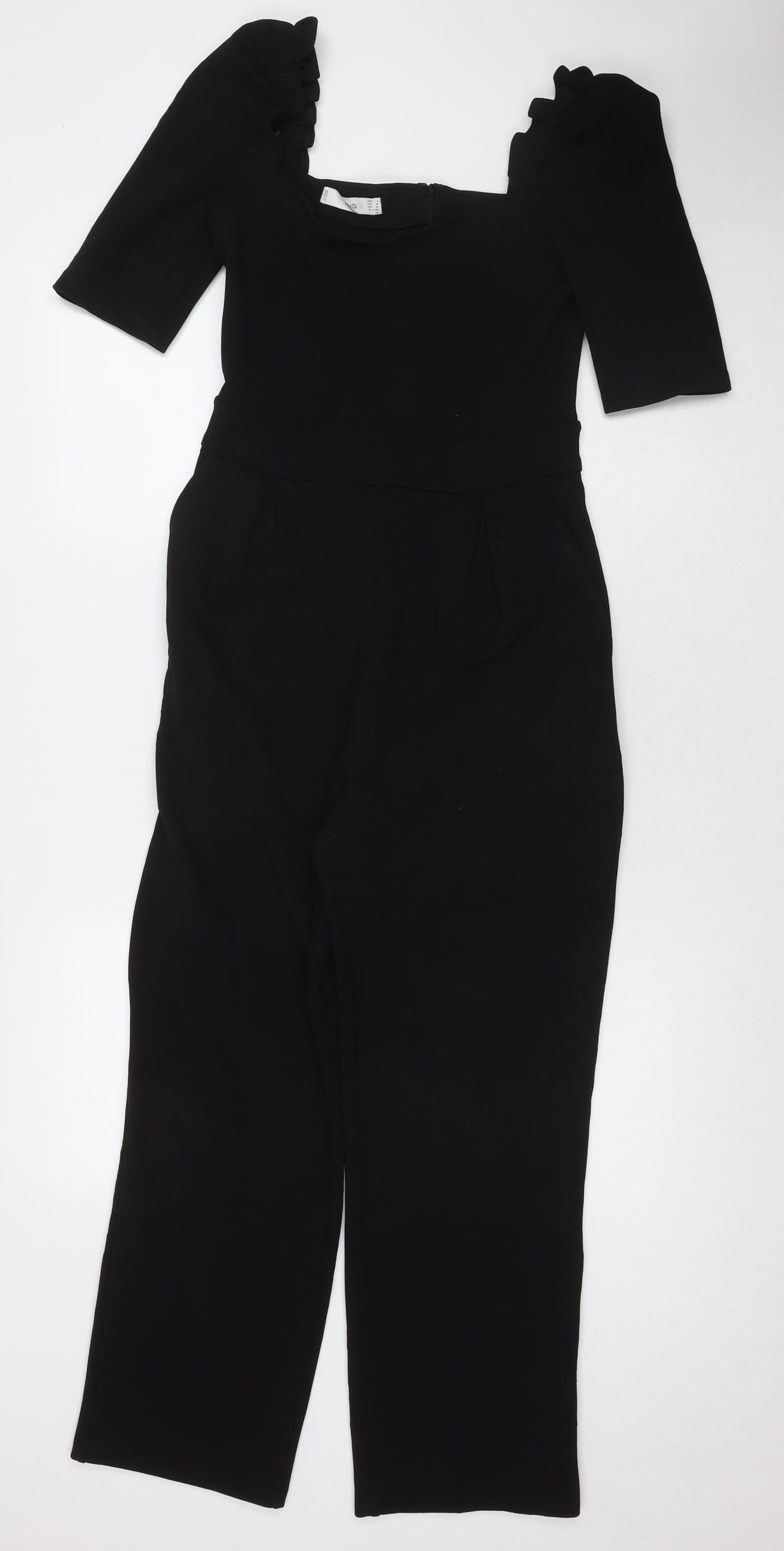 Mango Womens Black Polyester Jumpsuit One-Piece Size S L26 in Zip