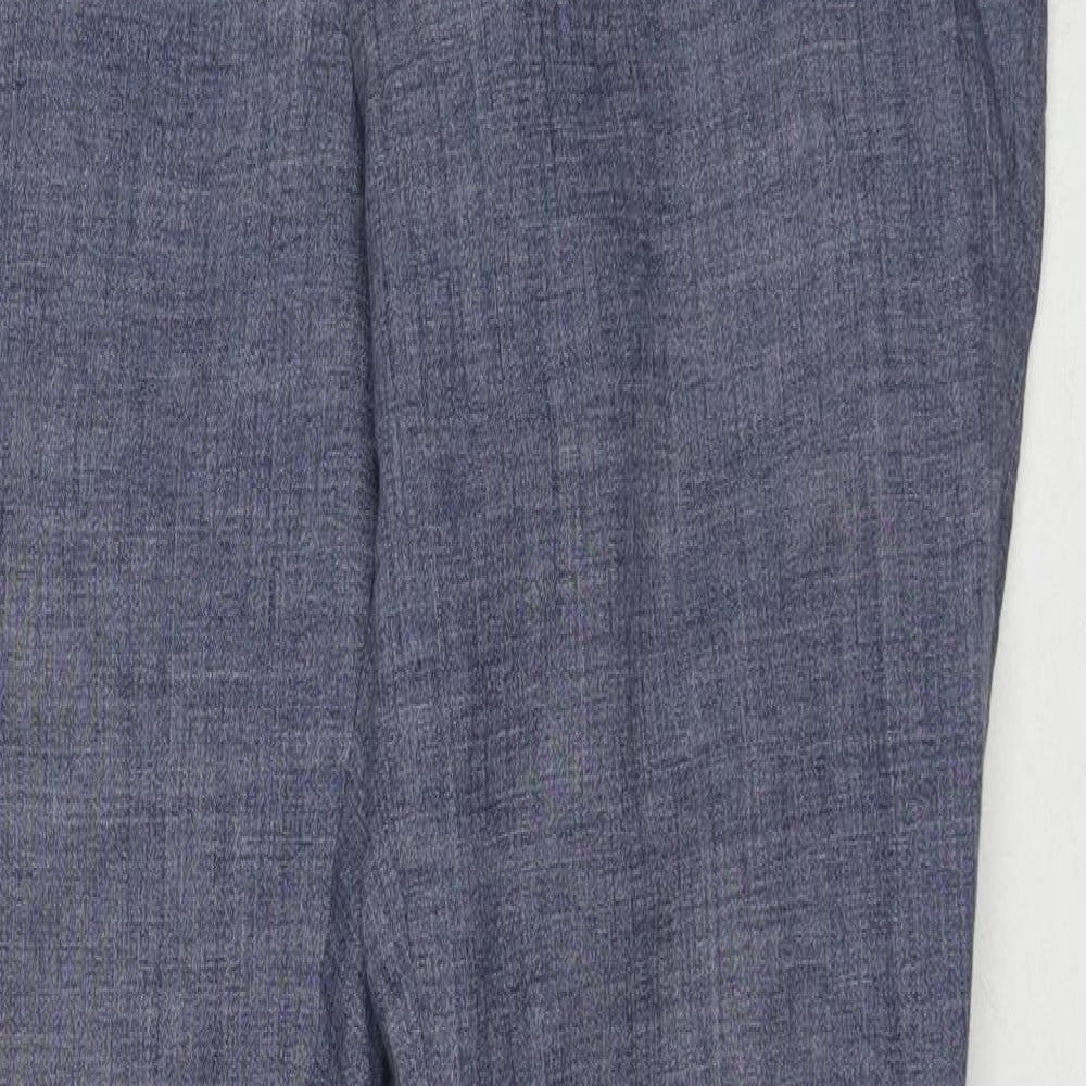 Marks and Spencer Mens Blue Linen Trousers Size 34 in L31 in Regular Zip