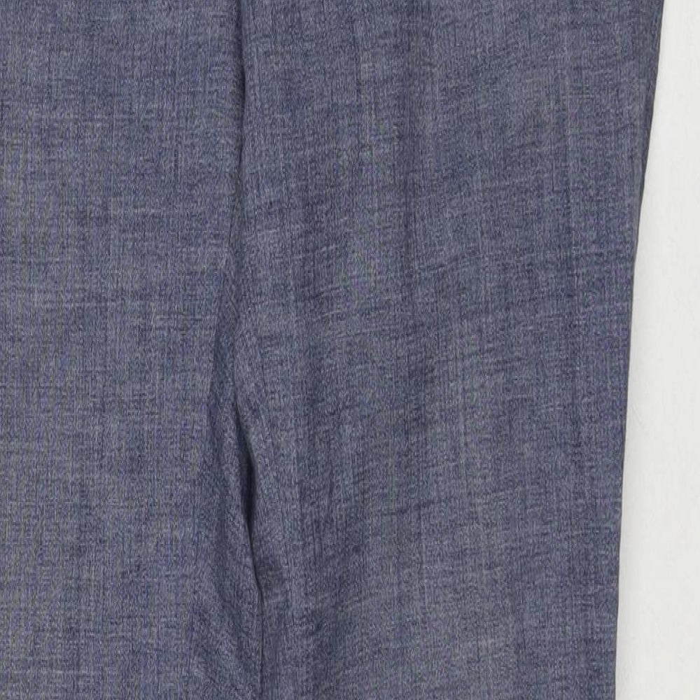 Marks and Spencer Mens Blue Linen Trousers Size 34 in L31 in Regular Zip