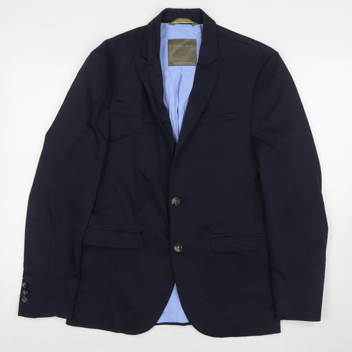 Zara Mens Blue Polyester Jacket Suit Jacket Size 38 Regular