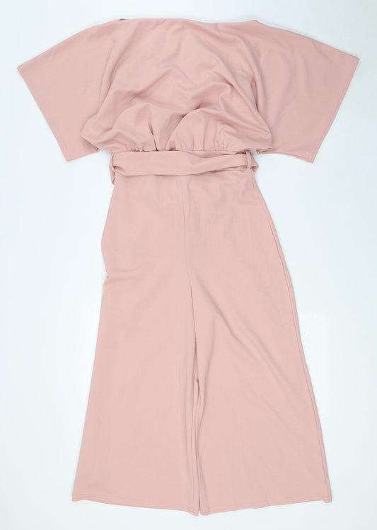 Boohoo Womens Pink Polyester Jumpsuit One-Piece Size 12 L27 in