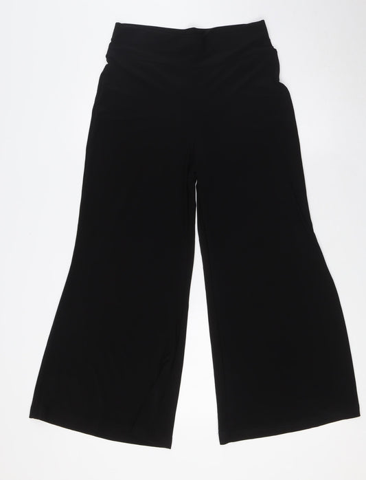 Marks and Spencer Womens Black Herringbone Polyester Trousers Size 10 L27 in Regular