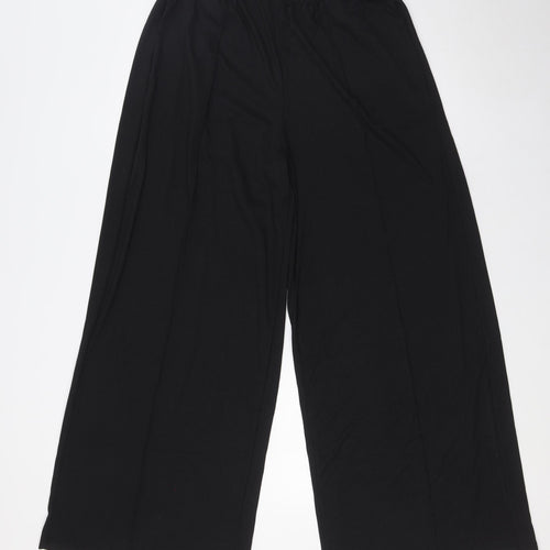 YOZY Womens Black Polyester Trousers Size 10 L31 in Regular - Ribbed