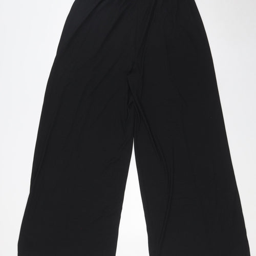 YOZY Womens Black Polyester Trousers Size 10 L31 in Regular - Ribbed