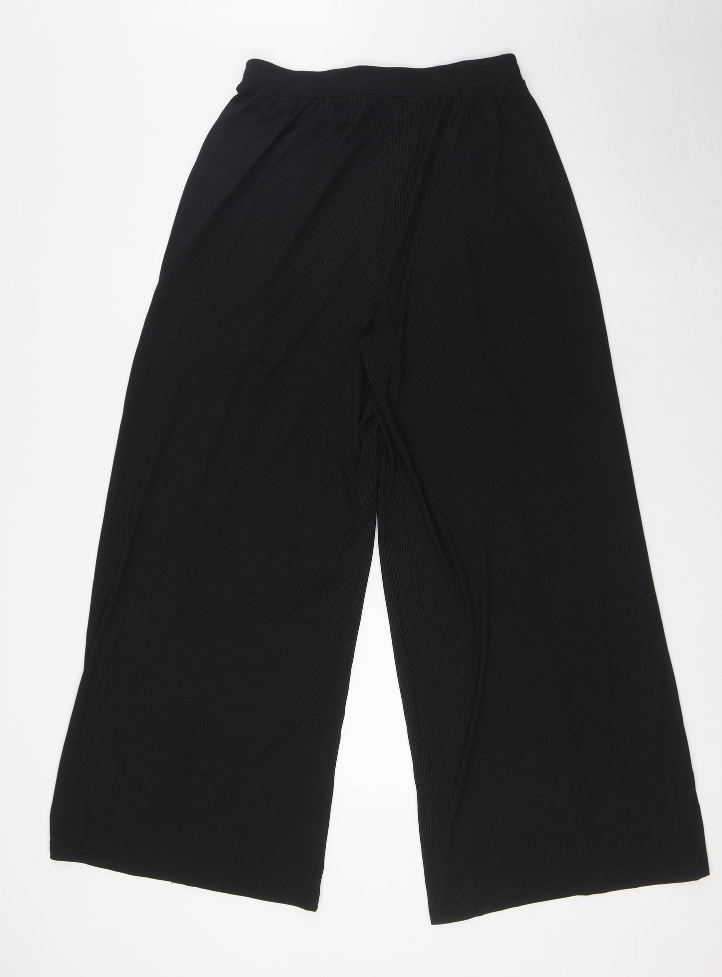 YOZY Womens Black Polyester Trousers Size 10 L31 in Regular - Ribbed