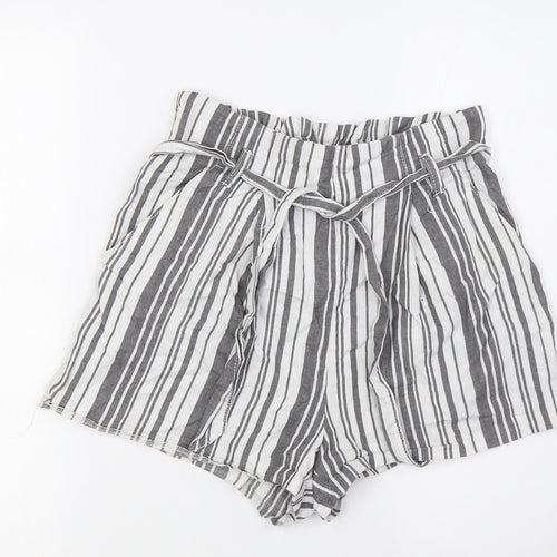 Divided by H&M Womens White Striped Cotton Basic Shorts Size 8 Regular