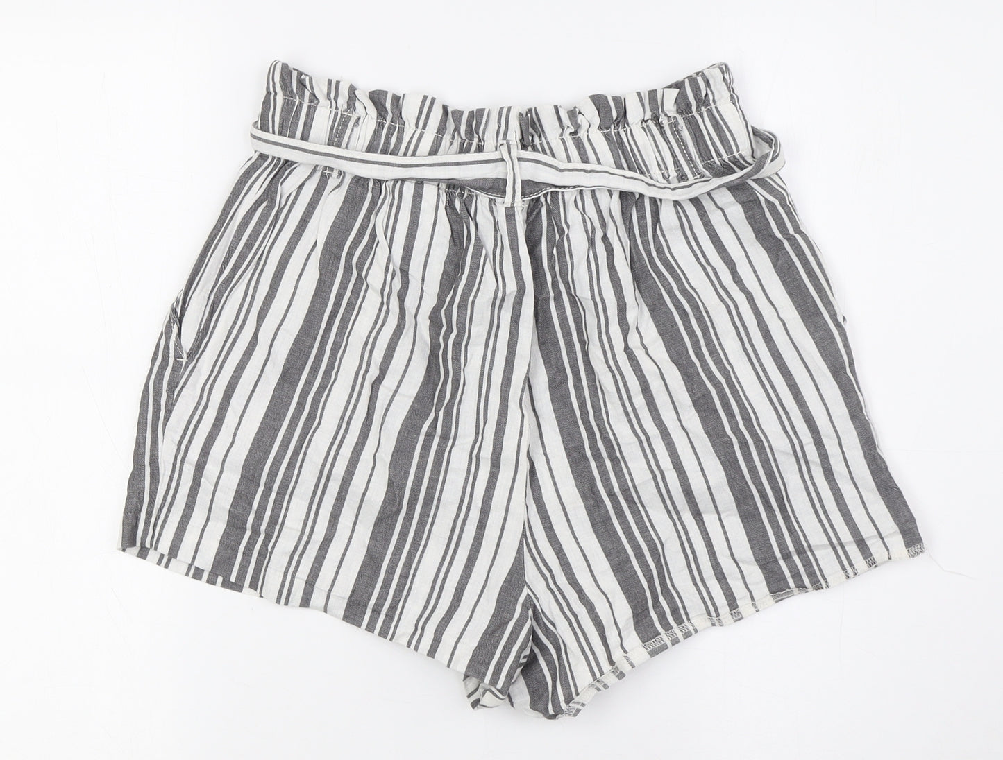 Divided by H&M Womens White Striped Cotton Basic Shorts Size 8 Regular