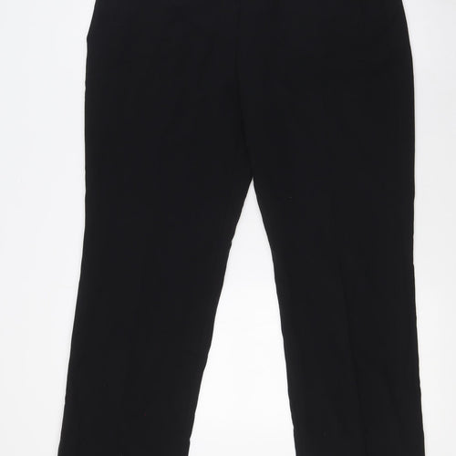 Marks and Spencer Womens Black Polyester Trousers Size 14 L29 in Regular Zip - Elasticated waist