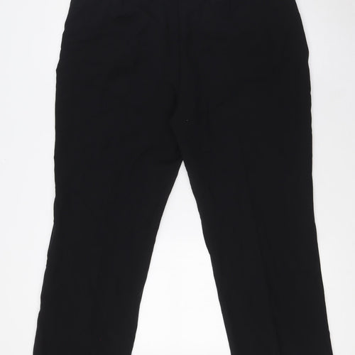 Marks and Spencer Womens Black Polyester Trousers Size 14 L29 in Regular Zip - Elasticated waist