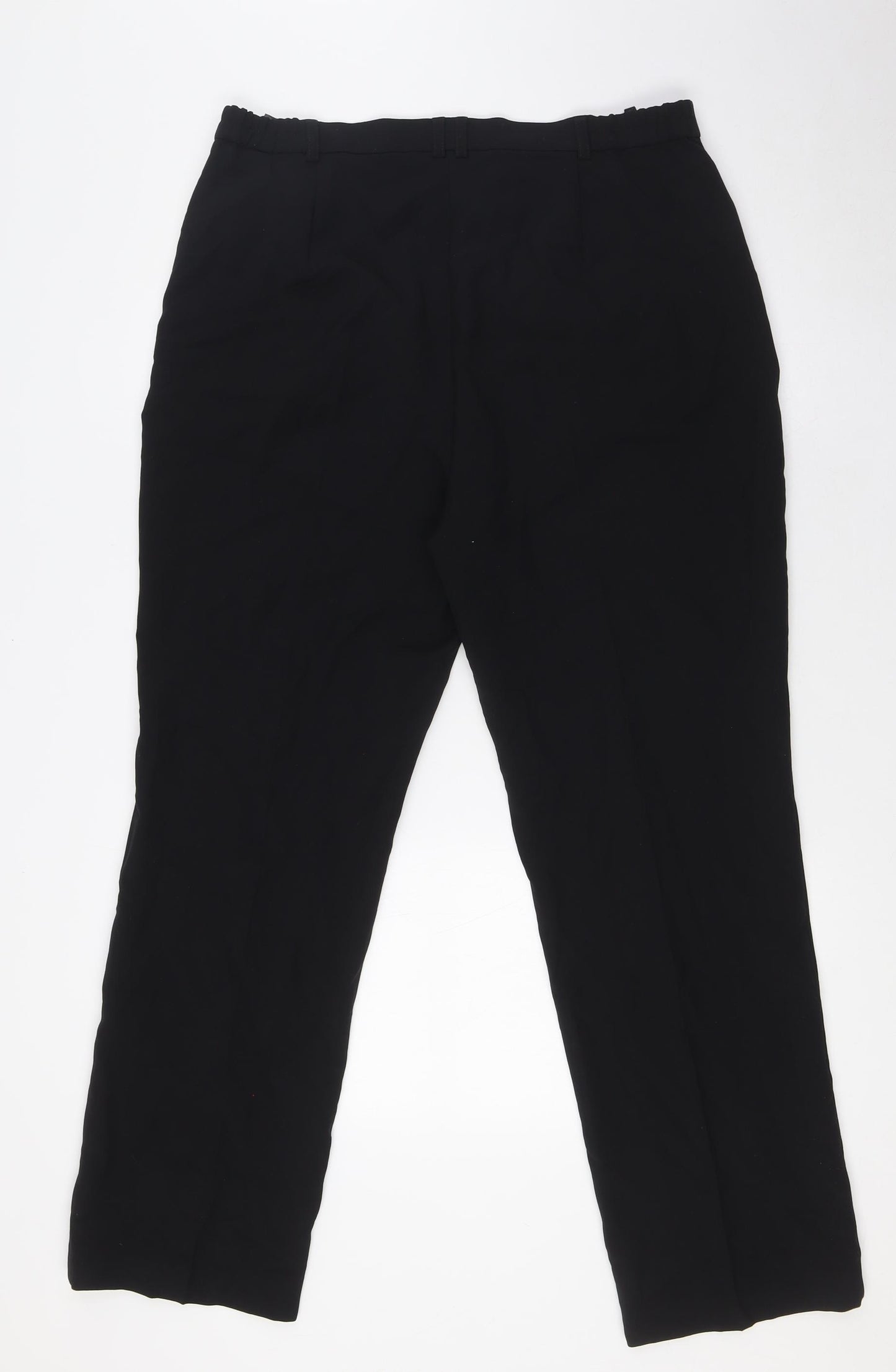 Marks and Spencer Womens Black Polyester Trousers Size 14 L29 in Regular Zip - Elasticated waist