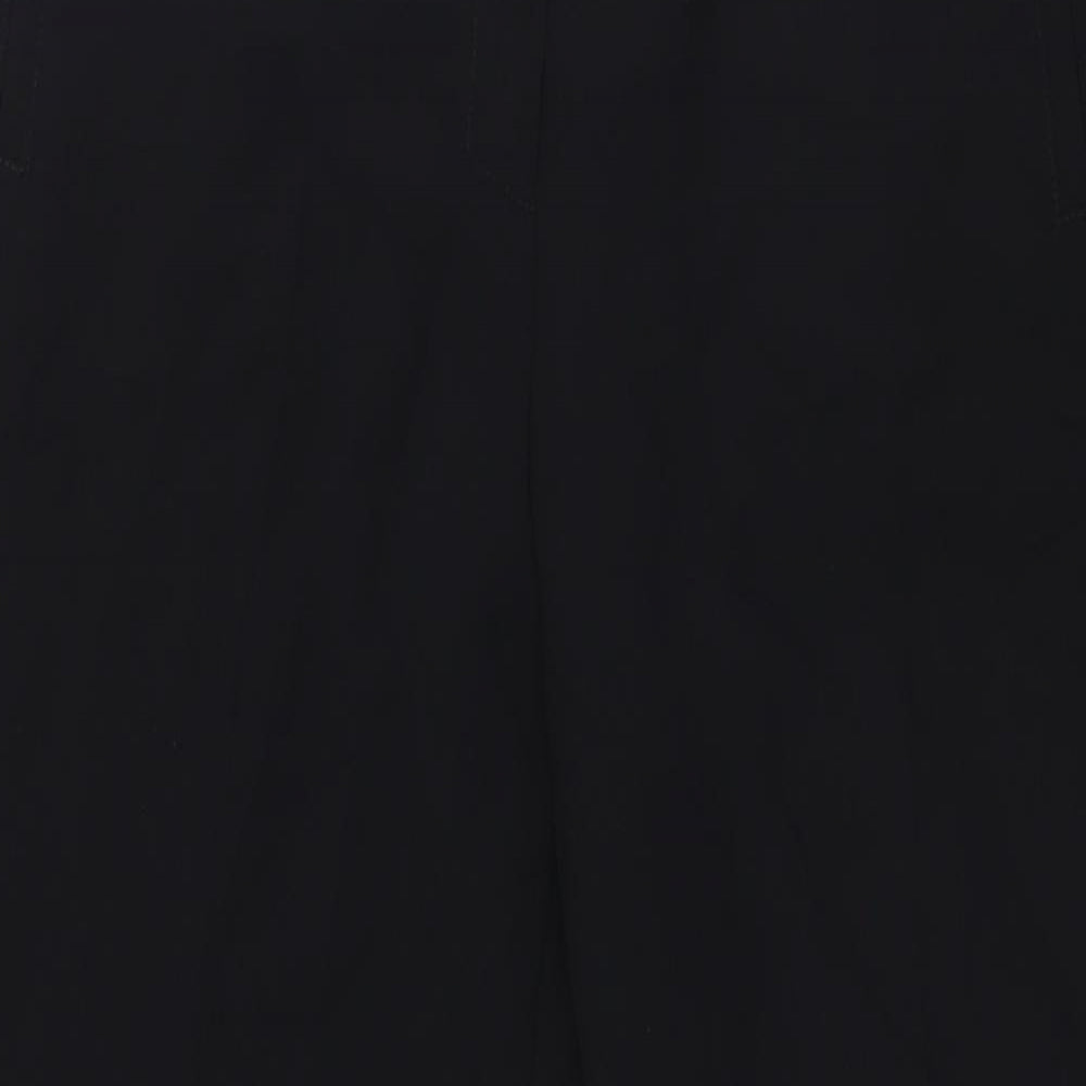 Marks and Spencer Womens Black Polyester Trousers Size 14 L29 in Regular Zip - Elasticated waist