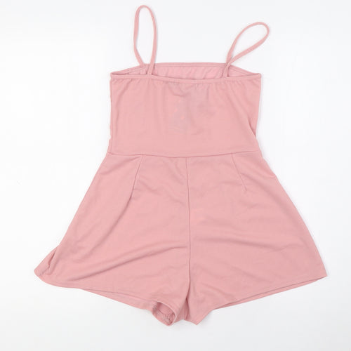 Boohoo Womens Pink Polyester Playsuit One-Piece Size 8