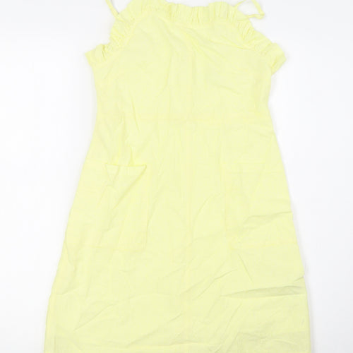 Marks and Spencer Girls Yellow Cotton A-Line Size 9-10 Years Square Neck