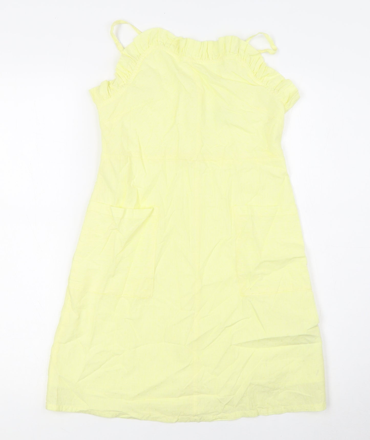 Marks and Spencer Girls Yellow Cotton A-Line Size 9-10 Years Square Neck