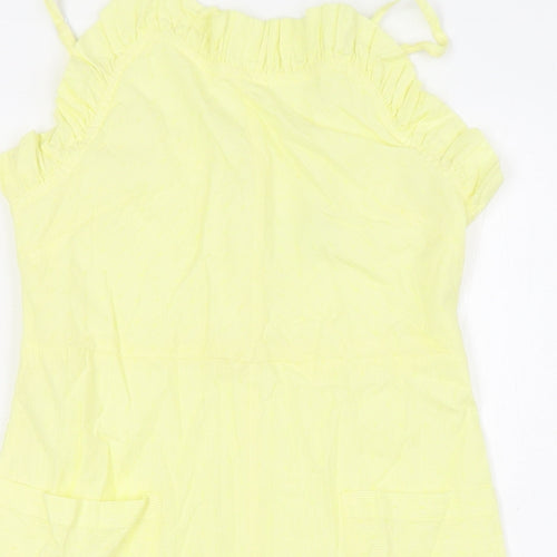 Marks and Spencer Girls Yellow Cotton A-Line Size 9-10 Years Square Neck