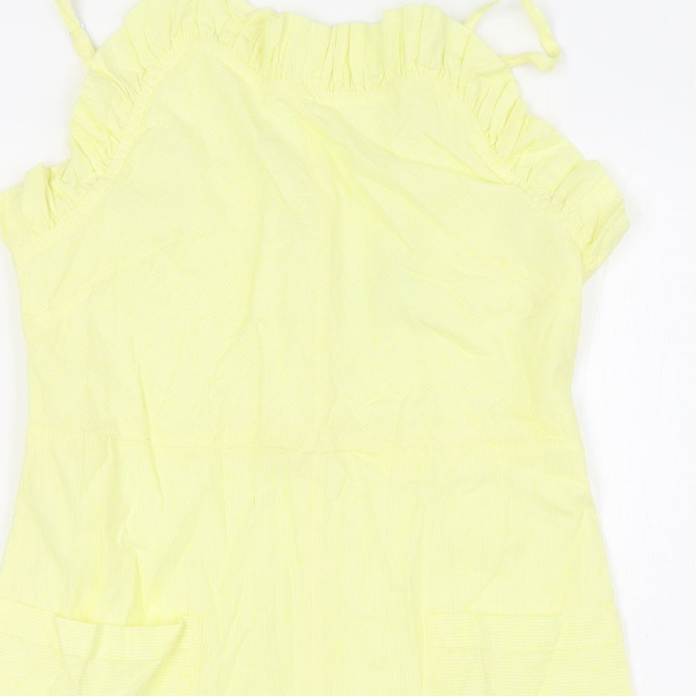 Marks and Spencer Girls Yellow Cotton A-Line Size 9-10 Years Square Neck