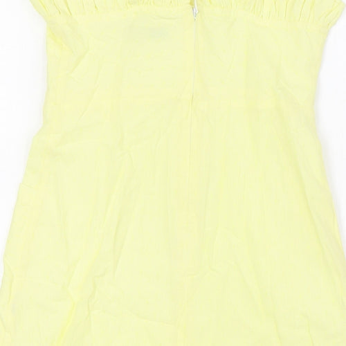 Marks and Spencer Girls Yellow Cotton A-Line Size 9-10 Years Square Neck