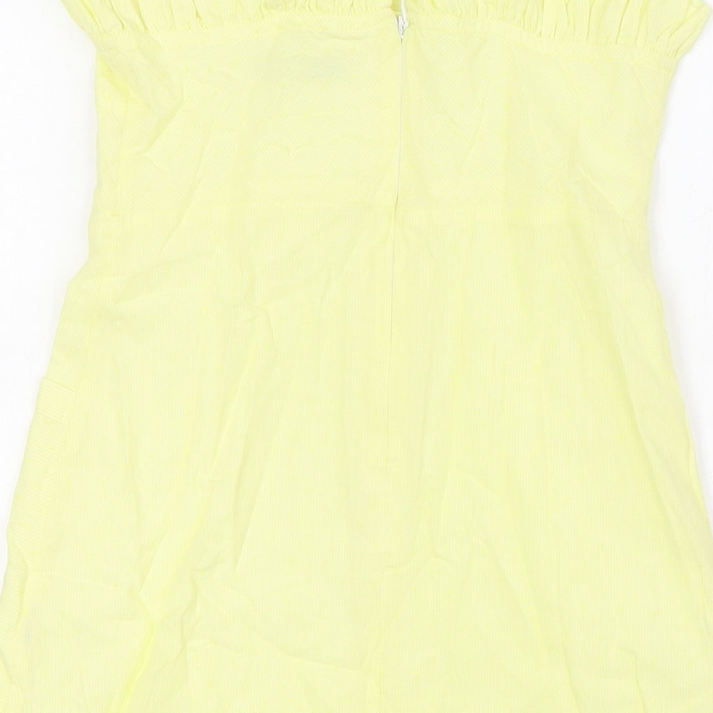 Marks and Spencer Girls Yellow Cotton A-Line Size 9-10 Years Square Neck