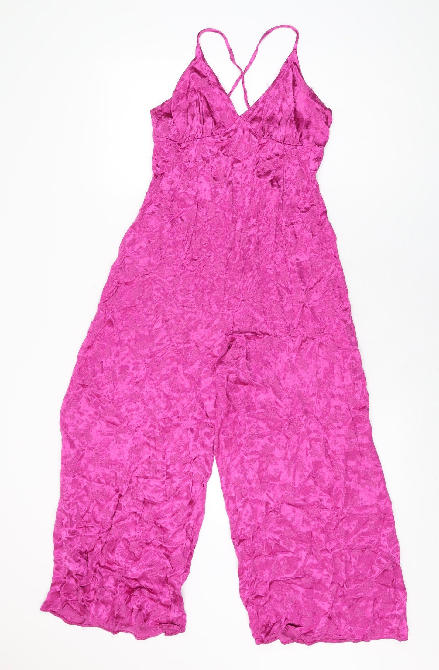 ASOS Womens Pink Geometric Viscose Jumpsuit One-Piece Size 12 L22 in Tie