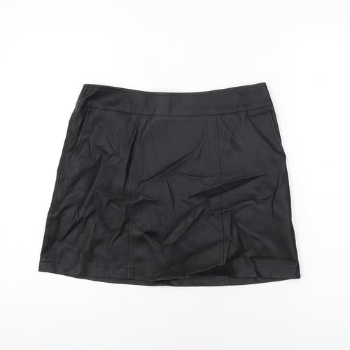 NEXT Womens Black Polyurethane Mini Skirt Size 12 Zip