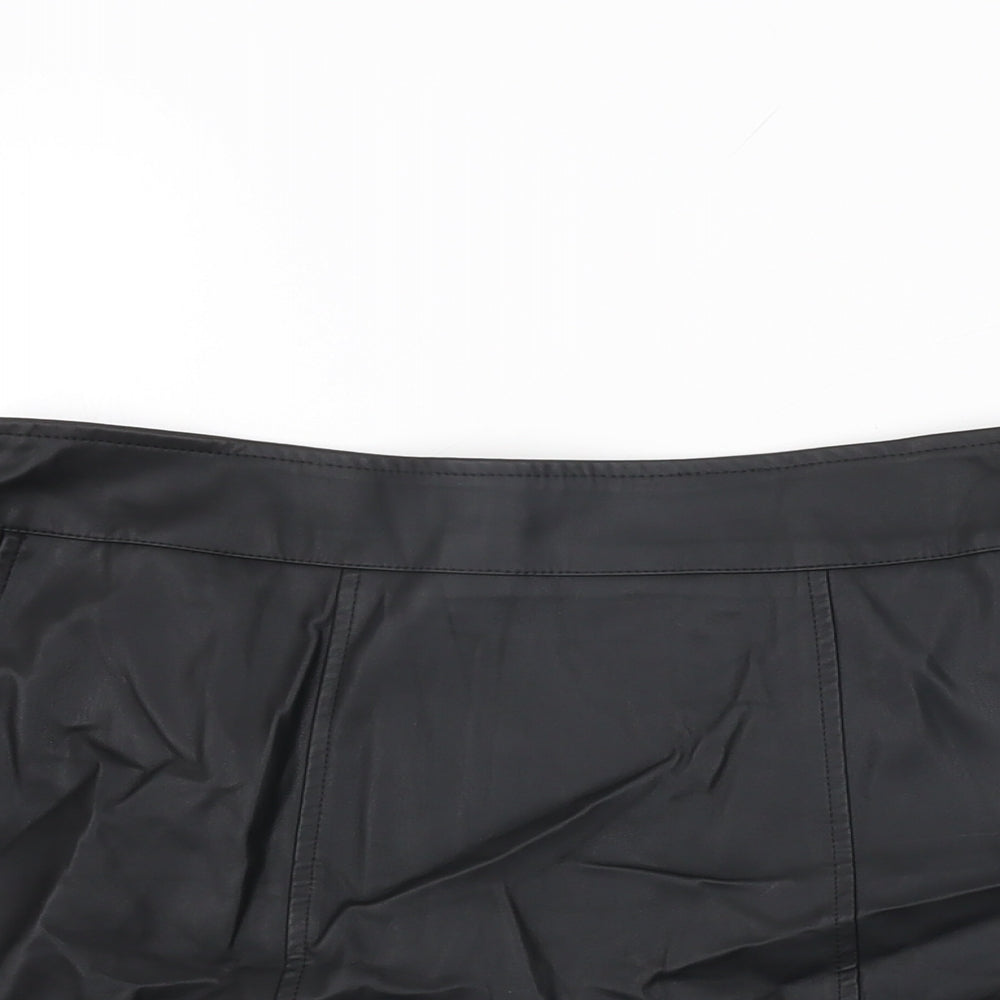 NEXT Womens Black Polyurethane Mini Skirt Size 12 Zip