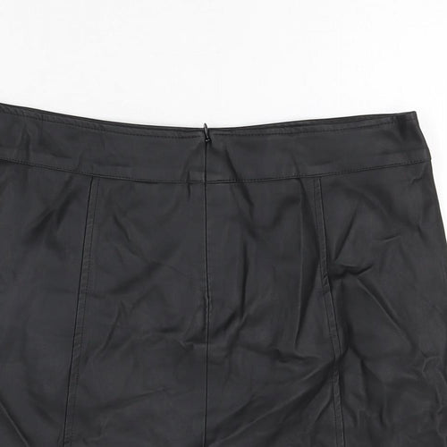 NEXT Womens Black Polyurethane Mini Skirt Size 12 Zip