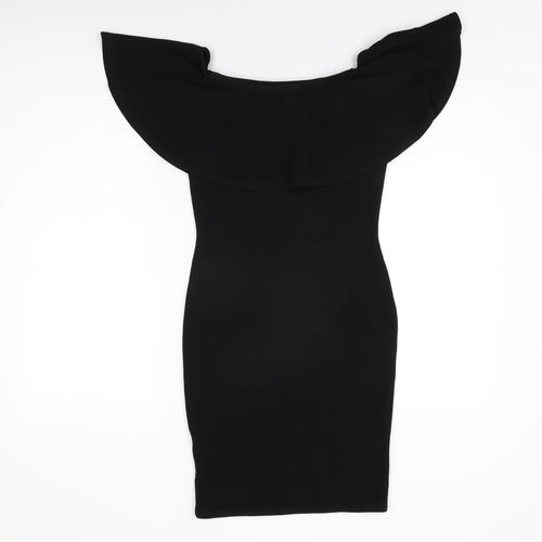 PRETTYLITTLETHING Womens Black Polyester Bodycon Size 10 Off the Shoulder Pullover