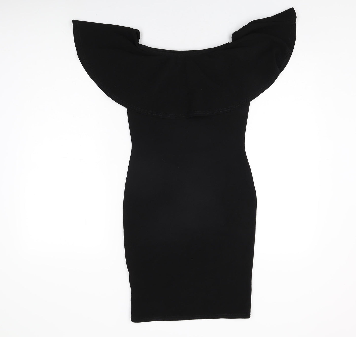 PRETTYLITTLETHING Womens Black Polyester Bodycon Size 10 Off the Shoulder Pullover