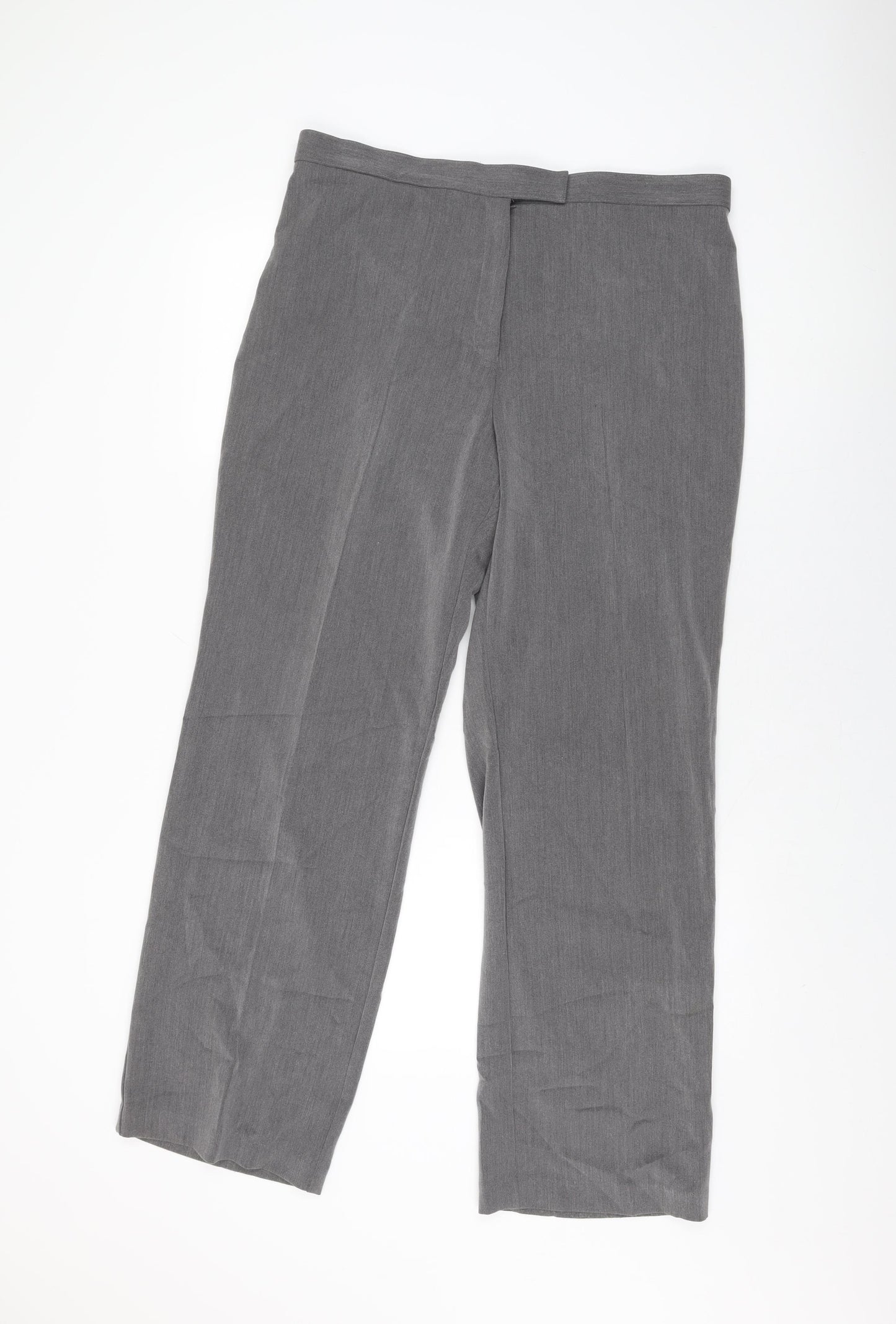 Sag Harbor Womens Grey Polyester Trousers Size 14 L31 in Regular Zip