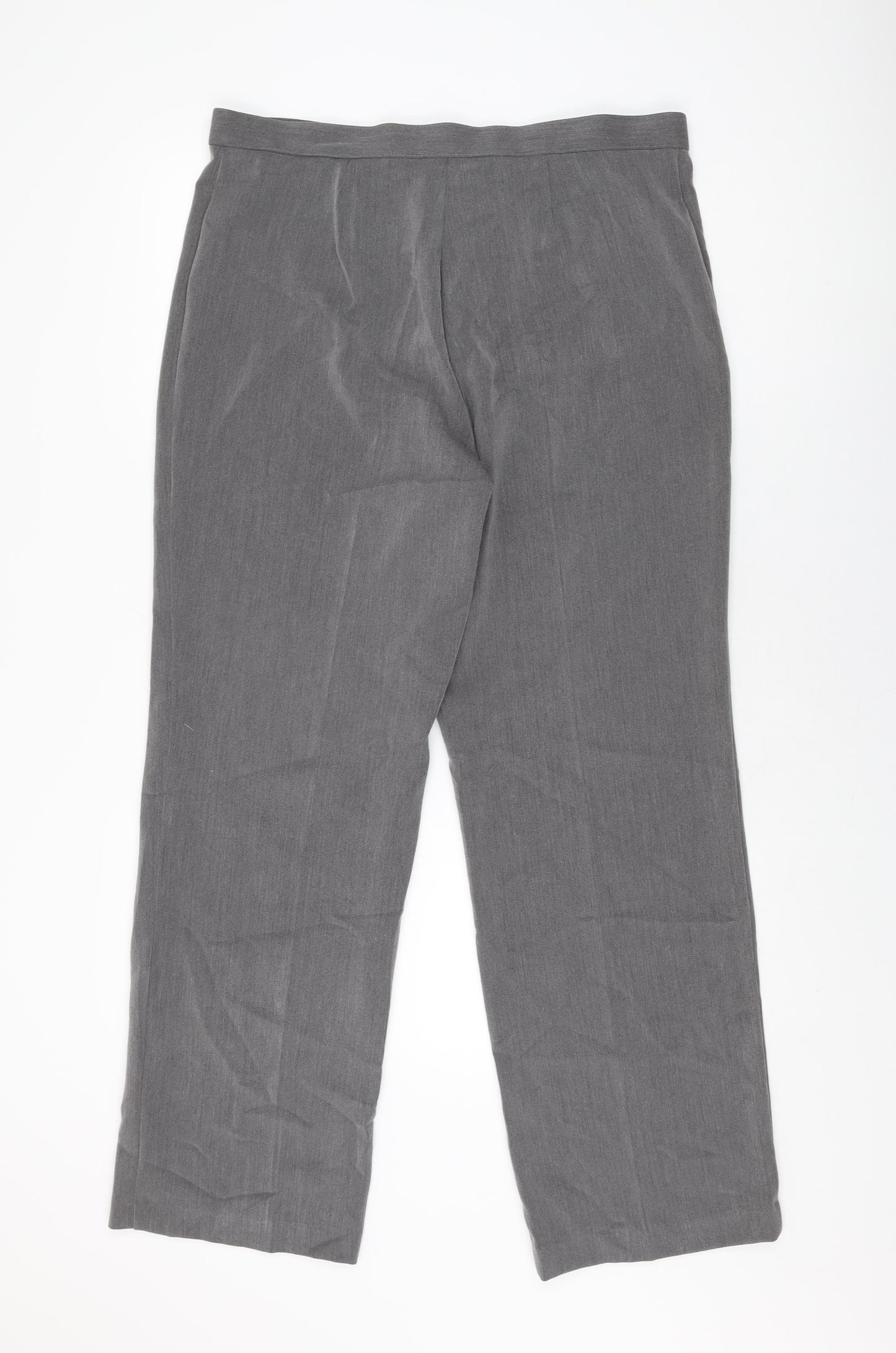 Sag Harbor Womens Grey Polyester Trousers Size 14 L31 in Regular Zip