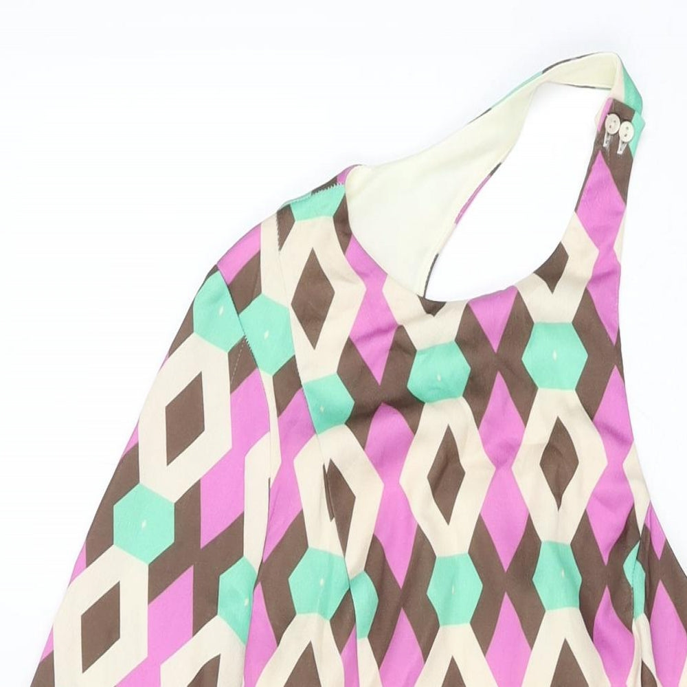 Zara Womens Multicoloured Geometric Polyester Mini Size XS One Shoulder Zip