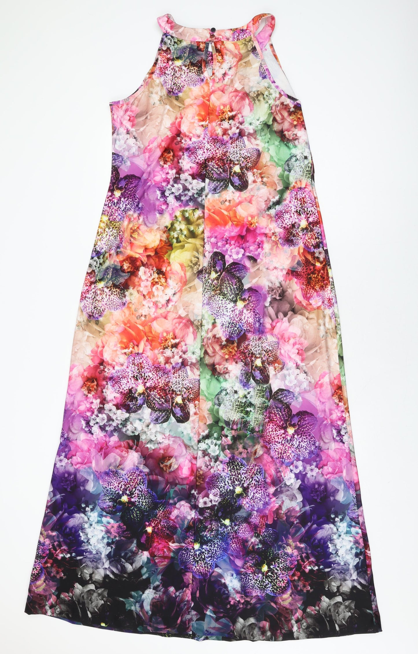 Wallis Womens Multicoloured Floral Polyester Maxi Size 14 Round Neck Button