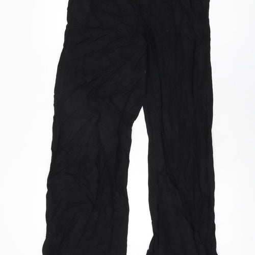 Marks and Spencer Womens Black Linen Trousers Size 10 L32.5 in Regular Drawstring