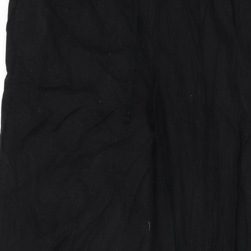 Marks and Spencer Womens Black Linen Trousers Size 10 L32.5 in Regular Drawstring