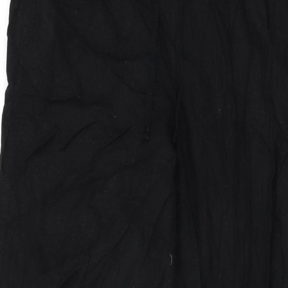 Marks and Spencer Womens Black Linen Trousers Size 10 L32.5 in Regular Drawstring