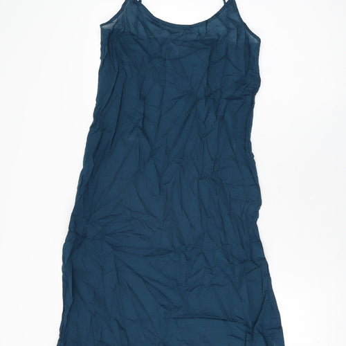 Per Una Womens Blue Cotton Slip Dress Size 8 Scoop Neck Pullover